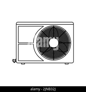 Air conditioner climate vector icon outline. Symbol temperature illustration cooling isolated white and conditioning house sign line thin Stock Vector
