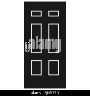 Door entrance vector illustration house solid black. Doorway interior exit isolated white and front architecture room Stock Vector