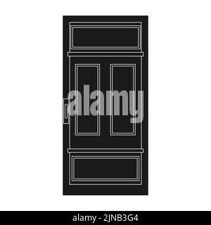 Door entrance vector illustration house solid black. Doorway interior exit isolated white and front architecture room Stock Vector
