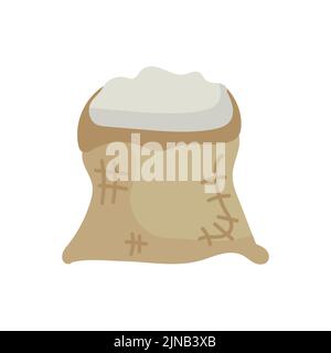 Sack or bag sand and rice seed. Farmer flour and potato pallet brown farming isolated vector illustration. Plant mill wheat agriculture and farm harve Stock Vector