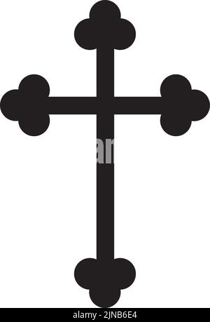 Budded cross black silhouette. Latin holy symbol Stock Vector