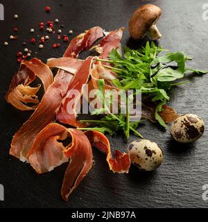 Ham and some ingredient for pizza Stock Photo