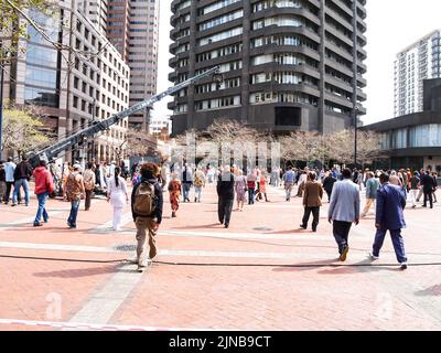 Cape Town South Africa - August 26 2007: people walking across city square in city Stock Photo