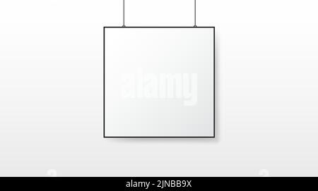 Hanging White Blank Square Canvas Branding Display Mockup Illustration Stock Vector