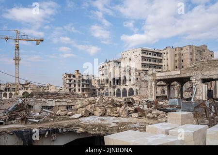 Inside the Aleppo Souk in the Old City in Aleppo, Syria Stock Photo