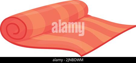 Red carpet roll. Cartoon striped rug icon isolated on white background Stock Vector