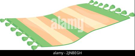 Soft striped floor rug. Cartoon wool carpet isolated on white background Stock Vector