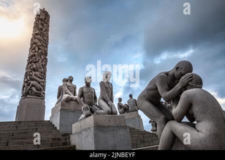 Frogner public park with statues in Oslo, Norway, Scandinavia Stock Photo