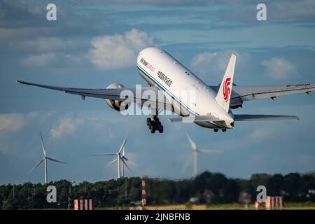 Amsterdam Shiphol Airport, Polderbaan, one of 6 runways, B-2091 Air China Cargo Boeing 777F, taking off,