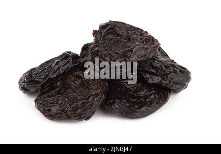 Heap of prunes isolated on white background Stock Photo