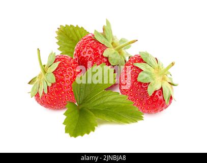 Pile of fresh red strawberries isolated on white background Stock Photo