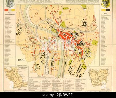 Teschen Stadtplan 1909 Stock Photo