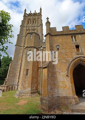 St James wool church tower ,Chipping Campden, Cotswolds, Oxfordshire, England, UK, GL55 6AA Stock Photo