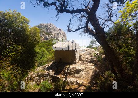 Tombs of necropolis in Termessos, Antalya Province, Turkey Stock Photo