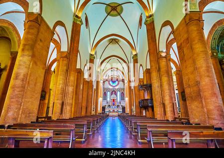 PAVIA, ITALY - APRIL 9, 2022: Interior of Church of Santa Maria del Carmine, on April 9 in Pavia, Italy Stock Photo