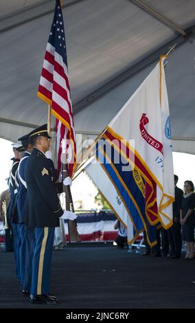 The 69th anniversary of the end of World War II aboard the Battleship Missouri Memorial 140902 Stock Photo