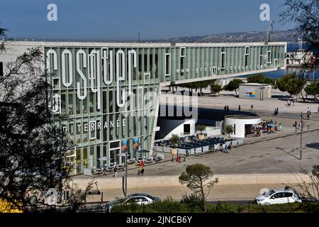 Marseille, France. 08th Aug, 2022. General view of the Villa Méditerranée housing the replica of the Grotte Cosquer in PACA. The replica of the Grotte Cosquer has been returned to the Villa Méditerranée building in Marseille. Credit: SOPA Images Limited/Alamy Live News Stock Photo