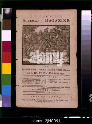 The American magazine, and monthly chronicle for the British colonies Praevalebit aequior. Stock Photo