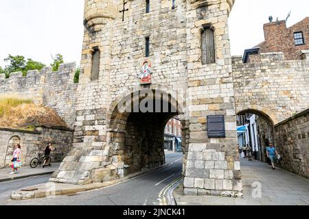 Micklegate Bar, historic city walls of York and gateway to the city, now a museum,York,Yorkshire,England,summer 2022 Stock Photo