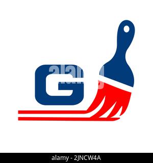 Paint logo on letter G sign. Paint brush element, house paint, painting services, painting logo template Stock Vector