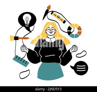 Work of interior designer concept Stock Vector