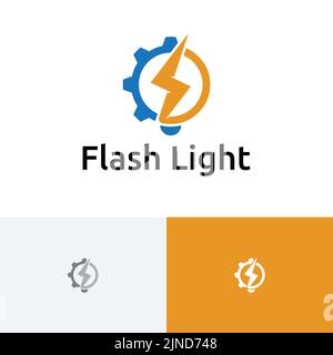 Flash Light Lamp Factory Thunder Gear Logo Stock Vector