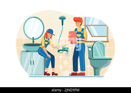 Plumbing Service Illustration concept. Flat illustration isolated on white background Stock Vector