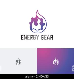 Energy Gear Hot Fire Flame Industry Logo Stock Vector
