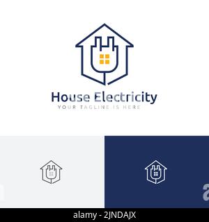 House Home Electricity Product Service Monoline Logo Stock Vector