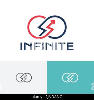 Infinite Line Arrow Flash Thunder Line Logo Stock Vector