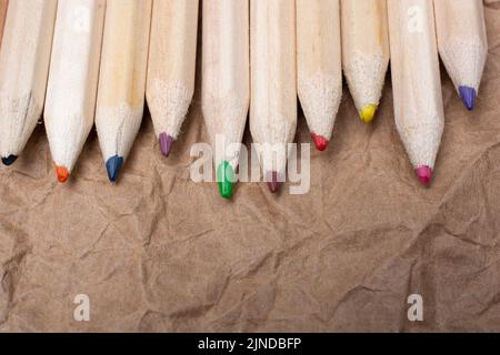Colored pencilso paper  background Stock Photo