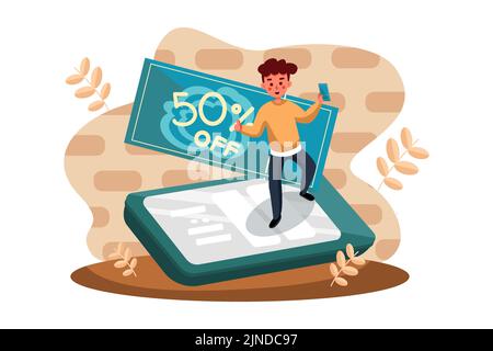 Online Shopping Illustration concept. Flat illustration isolated on white background Stock Vector