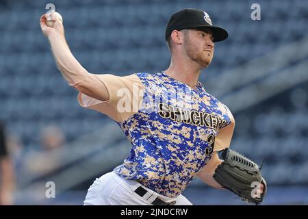August 10, 2022: Biloxi Shuckers pitcher TJ Shook (35) got the start during an MiLB game between the Biloxi Shuckers and Rocket City Trash Pandas at MGM Park in Biloxi, Mississippi. Bobby McDuffie/CSM Stock Photo