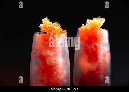 Strawberry granita or sorbet. Traditional Italian summer dessert. Berry ice cream Stock Photo