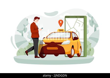 Taxi Service Illustration concept. Flat illustration isolated on white background Stock Vector