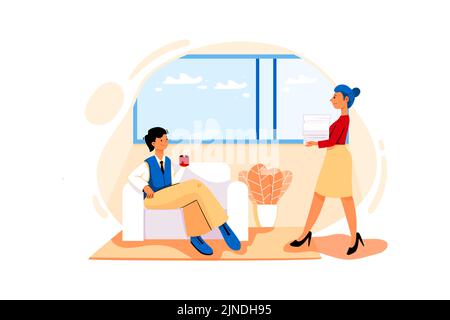 Office Work Illustration concept. Flat illustration isolated on white background Stock Vector