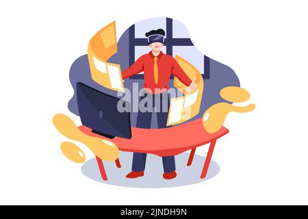 Virtual Reality Illustration concept. Flat illustration isolated on white background Stock Vector
