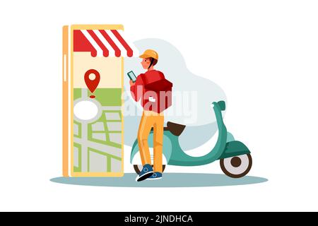 Food Delivery Illustration concept. Flat illustration isolated on white background Stock Vector