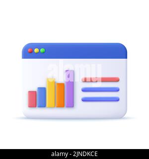 3d Online marketing, financial report chart, data analysis, and web development concept. Sales, increase money growth icon, progress marketing. 3d ren Stock Vector