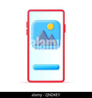 3D Smartphone with Gallery Icon Stock Vector