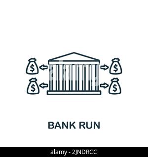 Bank Run icon. Monochrome simple line Economic Crisis icon for templates, web design and infographics Stock Vector