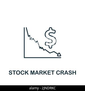 Stock Market Crash icon. Monochrome simple line Economic Crisis icon for templates, web design and infographics Stock Vector