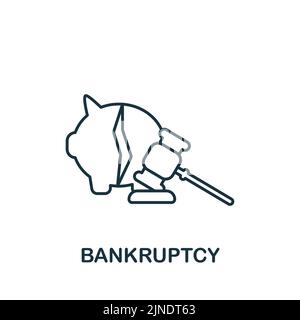 Bankruptcy icon. Monochrome simple line Economic Crisis icon for templates, web design and infographics Stock Vector