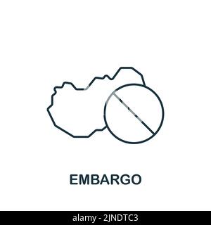 Embargo icon. Monochrome simple line Economic Crisis icon for templates, web design and infographics Stock Vector