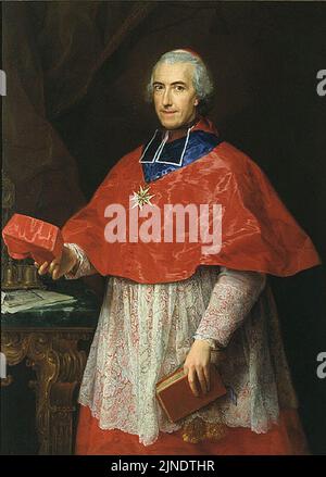 The Cardinal de Rochechouart (Jean François Joseph de Rochechouart) wearing the Sash of the Order of the Holy Spirit in 1762 by Pompeo Batoni Stock Photo