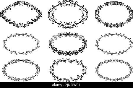 9 sets of Gothic frames Stock Vector