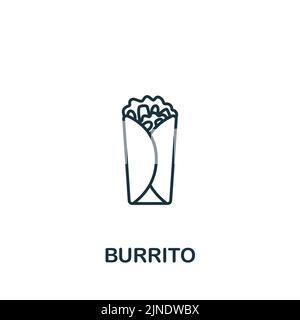 Burrito icon. Monochrome simple line Fastfood icon for templates, web design and infographics Stock Vector