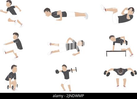 Exercise muscle training set Stock Vector