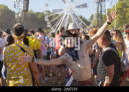 Budapest. 10th Aug, 2022. People enjoy a concert at Sziget Festival in Budapest, Hungary on Aug. 10, 2022. Credit: Attila Volgyi/Xinhua/Alamy Live News Stock Photo