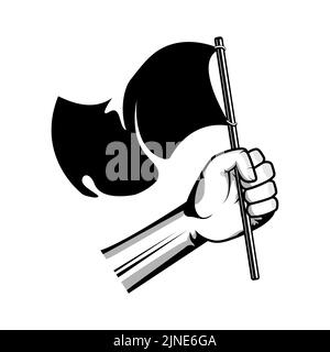 Hand holding flag illustration isolated on white background Stock Vector